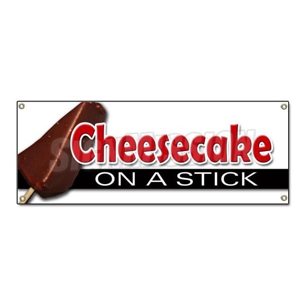 CHEESECAKE ON A STICK BANNER SIGN frozen cheese cake pop stick crust chocolate